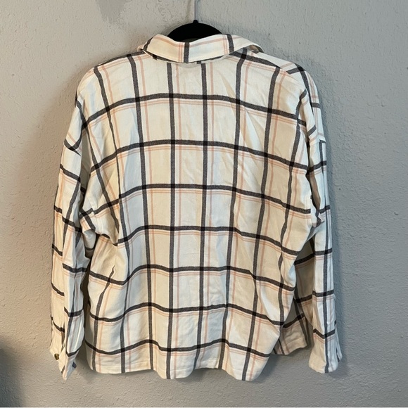NWT Madewell Flannel Bromley Shirt in Northall Plaid, Cream and Gray, Size M - Picture 3 of 4